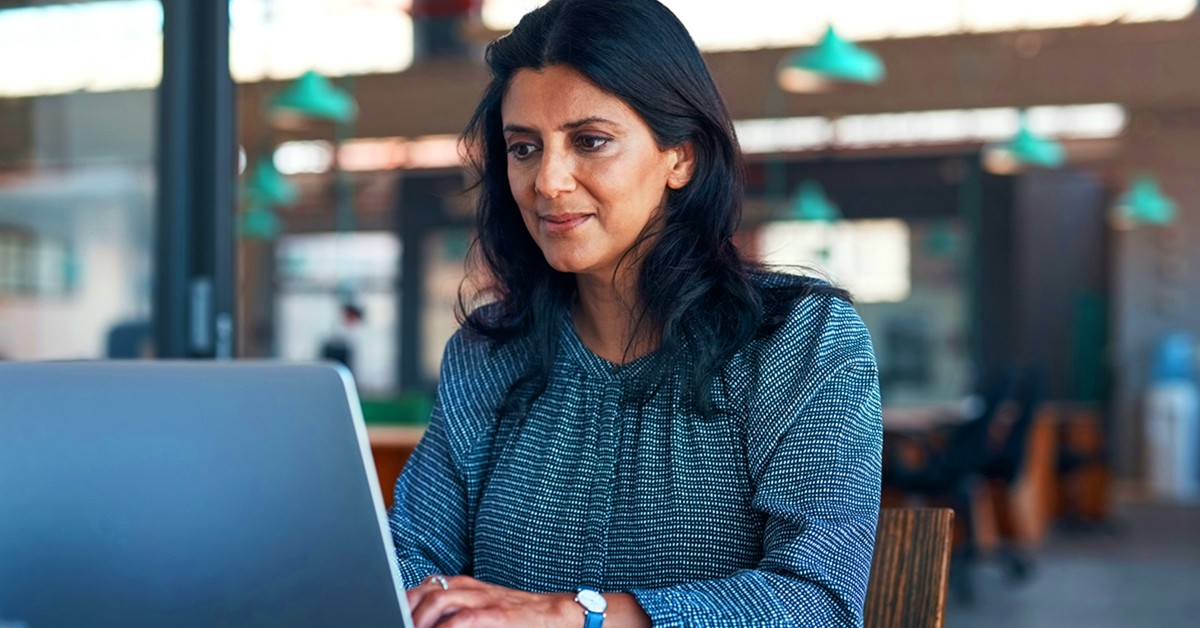 woman working on a laptop