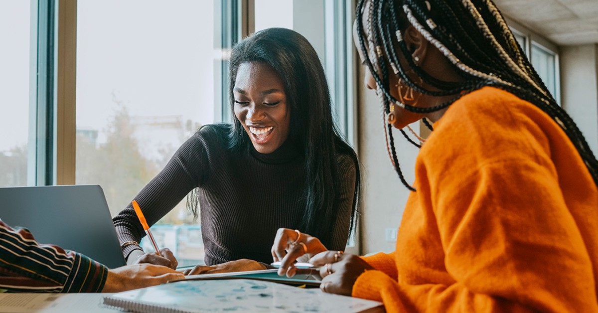 Photo of two learners studying together