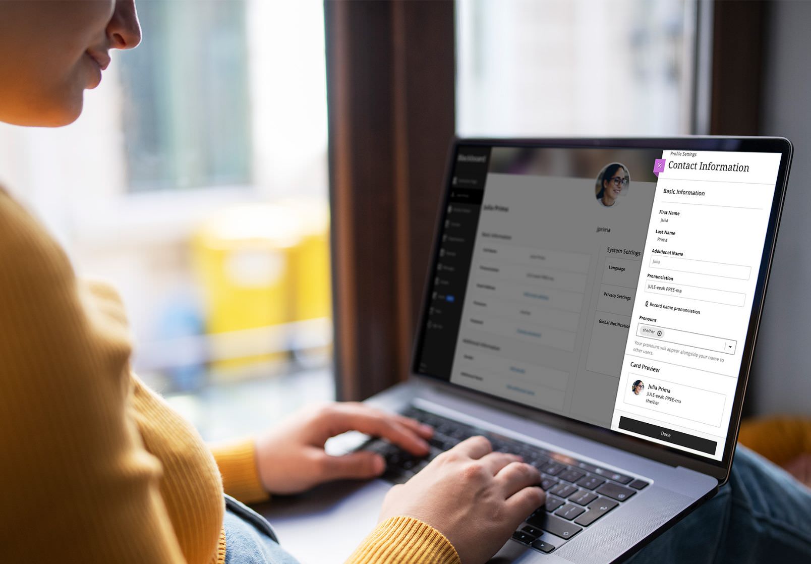 Woman working on her laptop