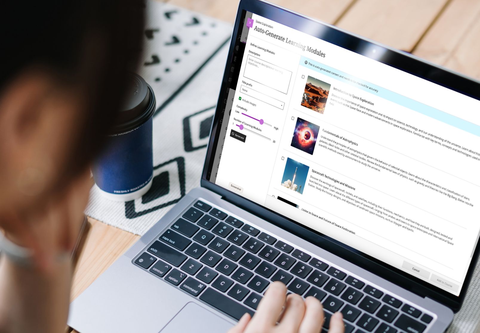 Woman using Blackboard Learn on her laptop