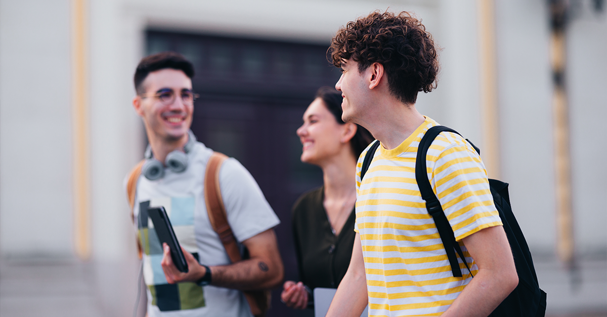 Students walking and talking