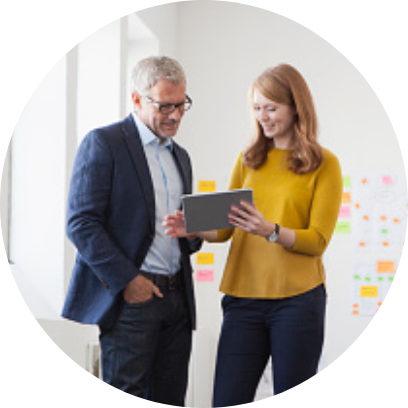Photo of associates sharing ideas