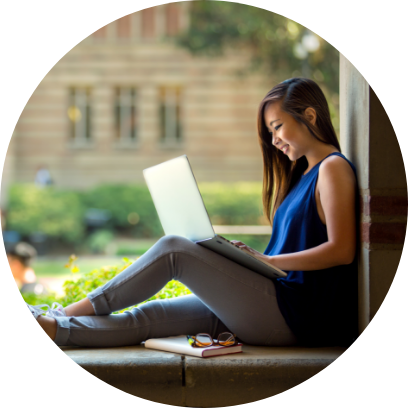 Photo of a woman using a laptop